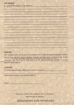 Do It Yourself Will Kit #3 - BACK